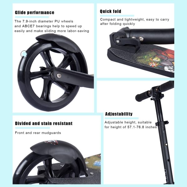 Youth Adult Scooter Pedal Push Scooter Large 20cm Wheel Foldable Adjustment - Image 4