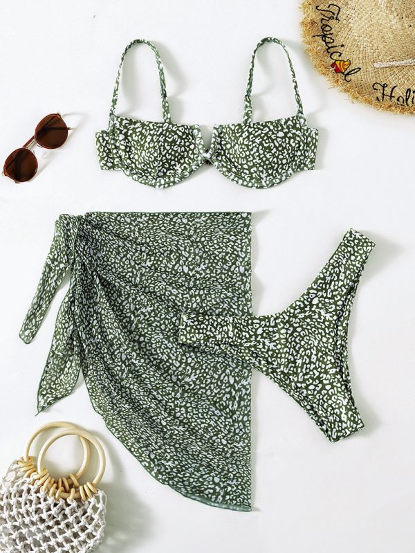 Three-piece Floral Bikini Beach Dress - Image 6