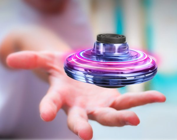 Mini Fingertip Gyro Interactive Decompression Toy Drone LED UFO Type Flying Helicopter Spinner Toy - Image 2