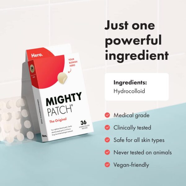 Mighty Patch™ Original patch from Hero Cosmetics - Hydrocolloid Acne Pimple Patch for Covering Zits and Blemishes in Face and Skin - Image 2