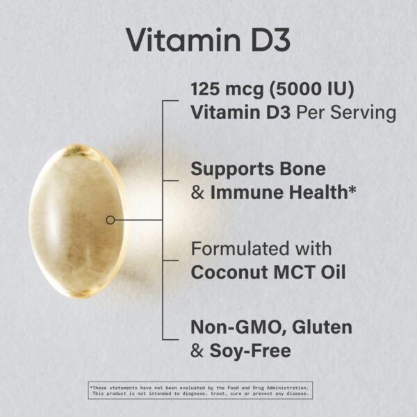 Sports Research Vitamin D3 5000 IU with Coconut MCT Oil - Image 2