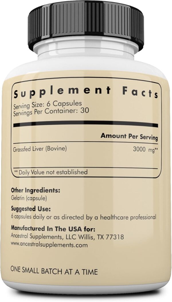 Ancestral Supplements Grass Fed Beef Liver 180 Capsules - Image 3