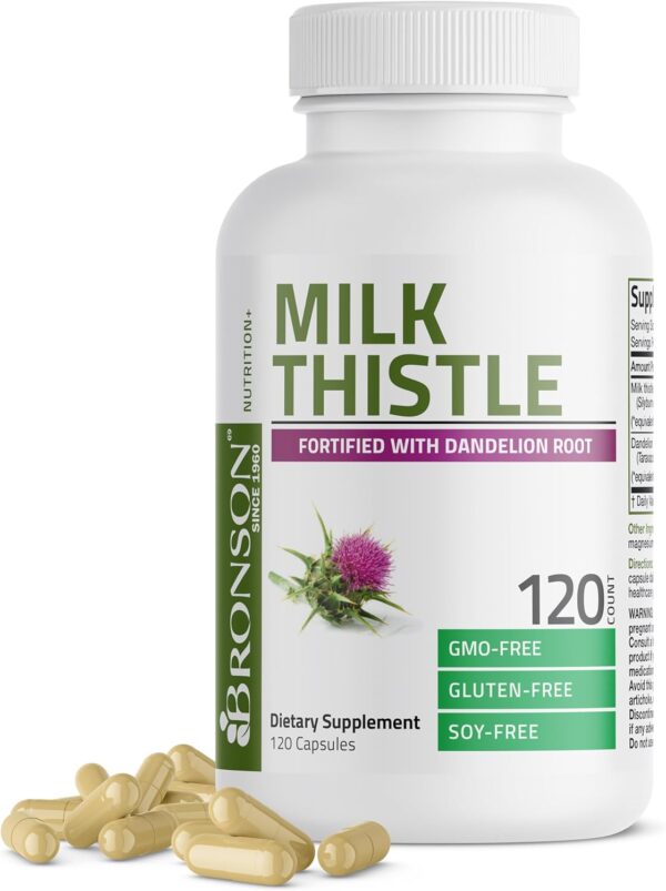 Bronson Milk Thistle Silymarin Marianum & Dandelion Root Liver Health Support