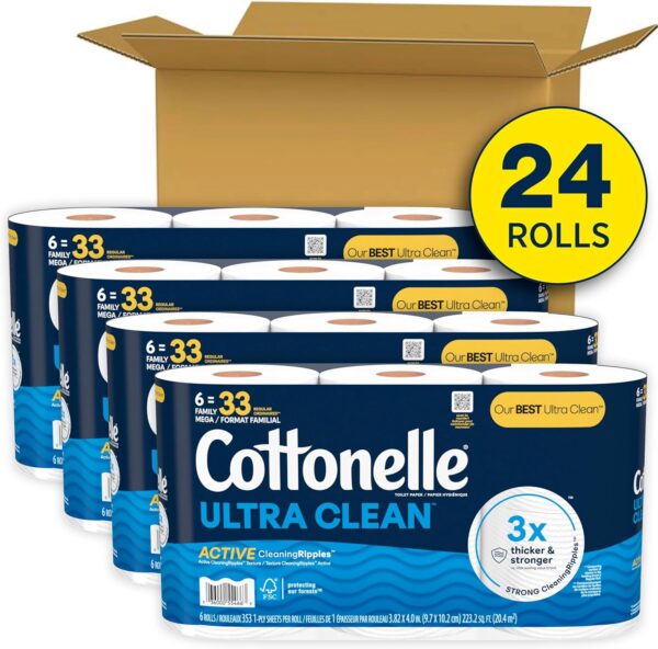 Cottonelle Ultra Clean Toilet Paper with Active CleaningRipples Texture - Image 2