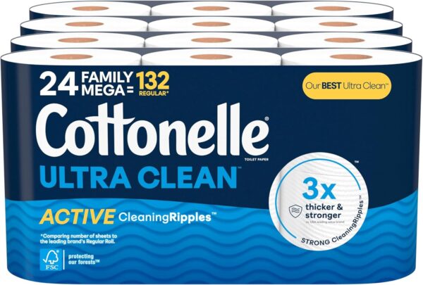 Cottonelle Ultra Clean Toilet Paper with Active CleaningRipples Texture